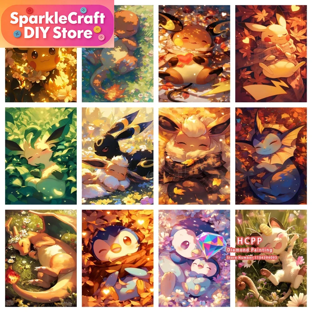 Resin Art Work - 1pc frameless Cartoon Pokemon Pikachu Charizard