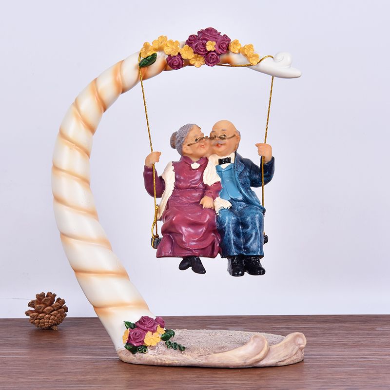 Chinese Swing Old Couples Resi - Resin Art Wedding Gift 评论和价格