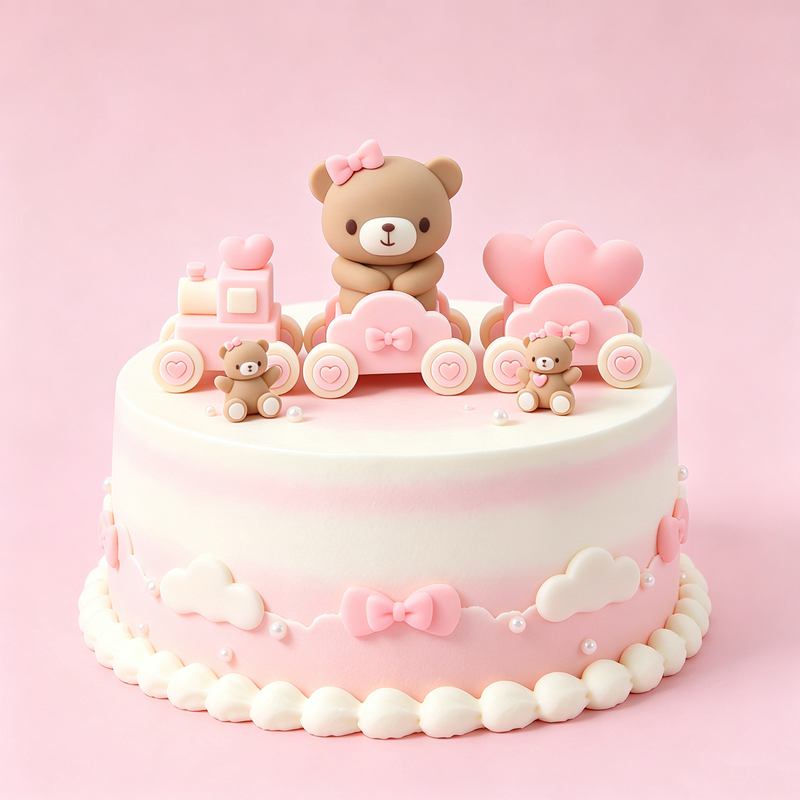 3D Pink Blue Bear Cake Topper  - Resin Art Baby 评论和价格