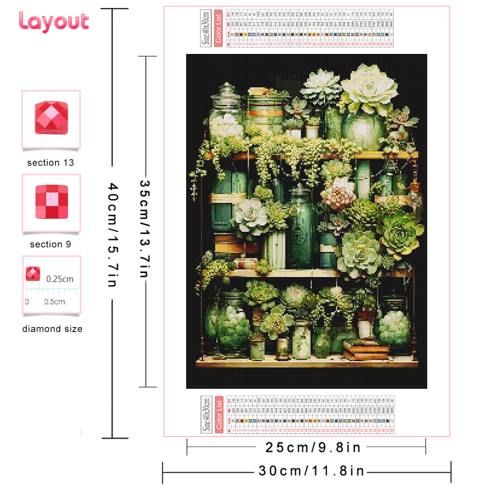 Huacan Diamond Painting Succul - Resin Art Wallpaper 评论和价格