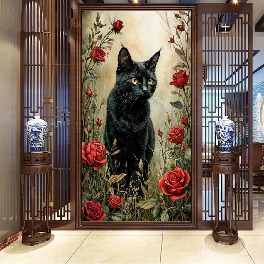 Red Black Cat Large Size Diy D - Resin Art Rose 评论和价格